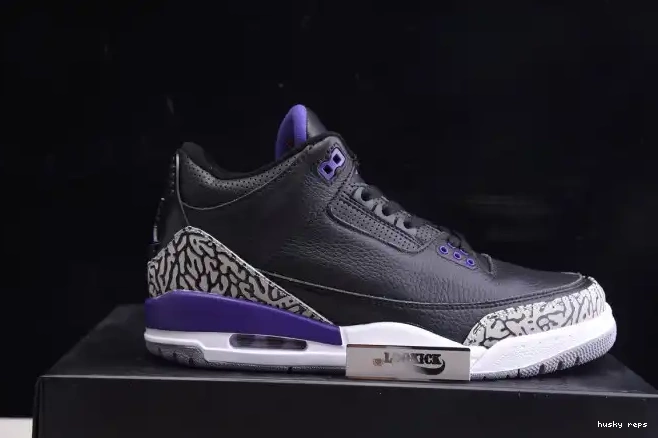 Rep Husky Jordan Court Retro Purple 3 Air Black CT8532-050 0412